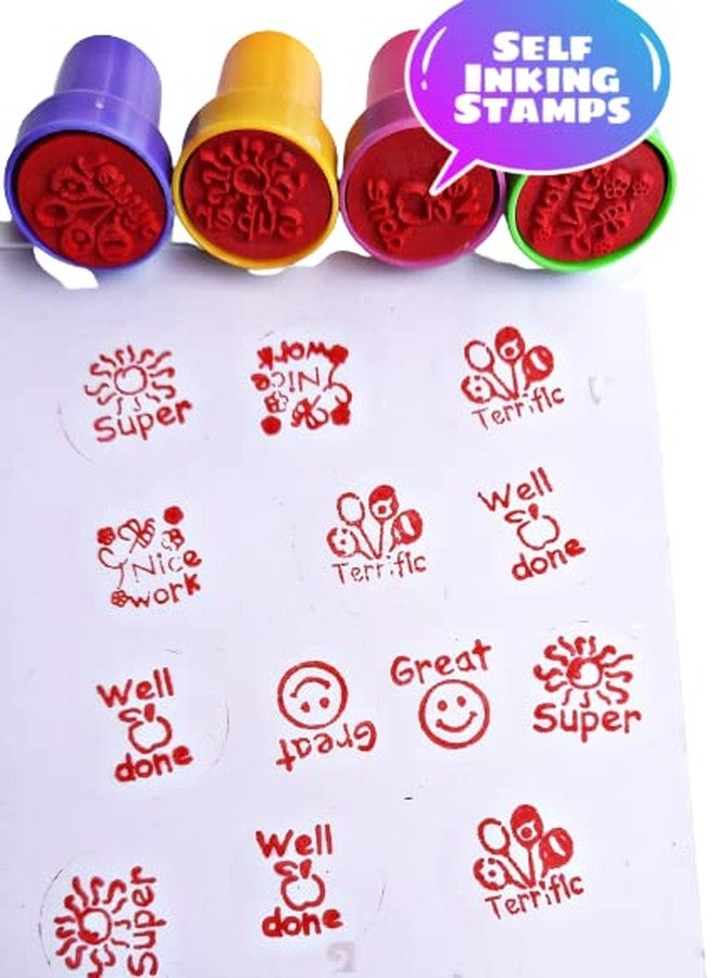 MSGH Stamps For Kids | Set Of 10 Stamp - Also Can Be Used As Pencil Tops - Prefect Gift For Teachers Parents And Students (Welldone Stamp), Multicolor - Image 4